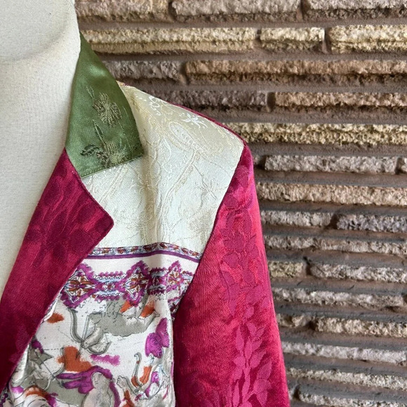 Other Destination Vintage 90s Crazy Quilt Patchwork Oversized Blazer Size Small - Picture 5 of 9